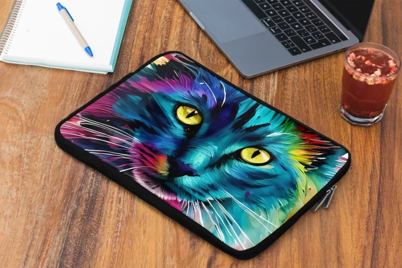 Multicolored Cat Portrait Laptop Sleeve 2