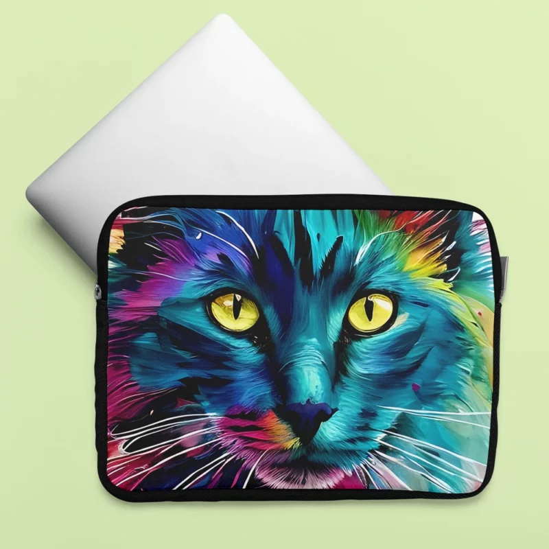 Multicolored Cat Portrait Laptop Sleeve