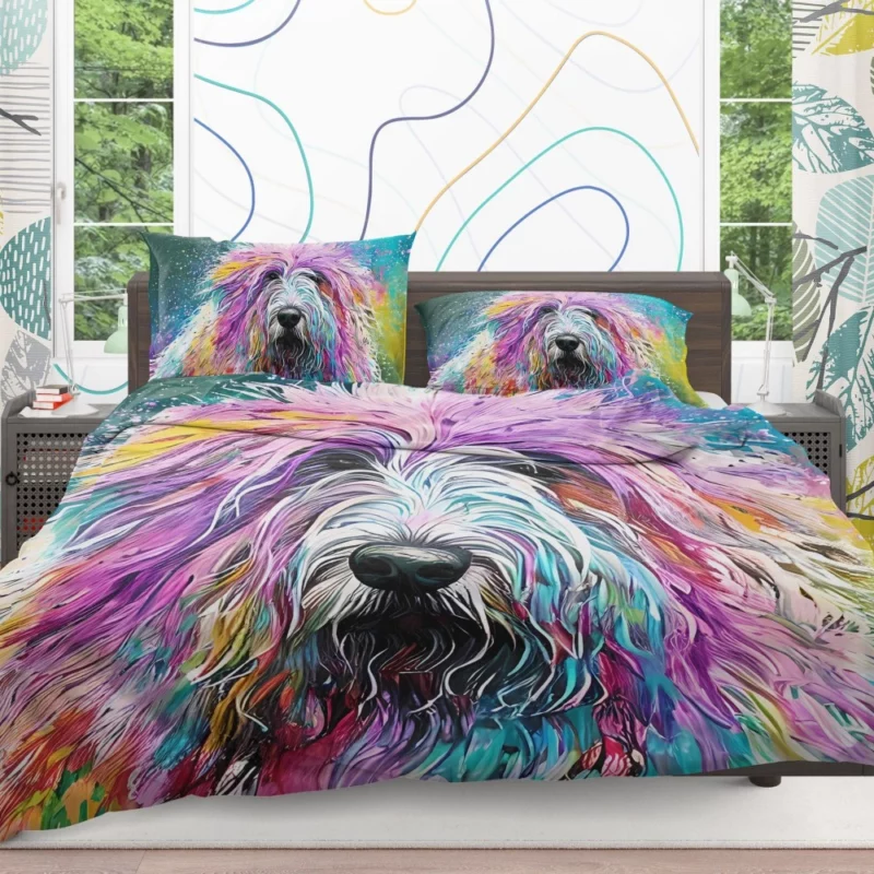 Multicolored Shaggy Sheepdog Bedding Set