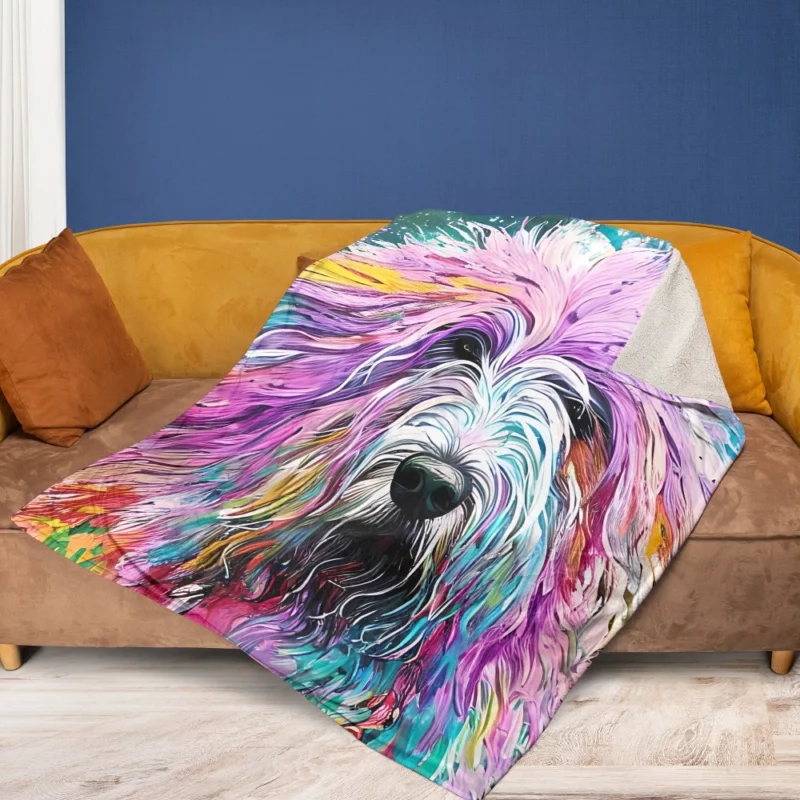 Multicolored Shaggy Sheepdog Fleece Blanket 1