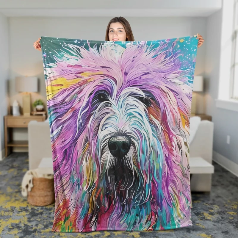 Multicolored Shaggy Sheepdog Fleece Blanket 2