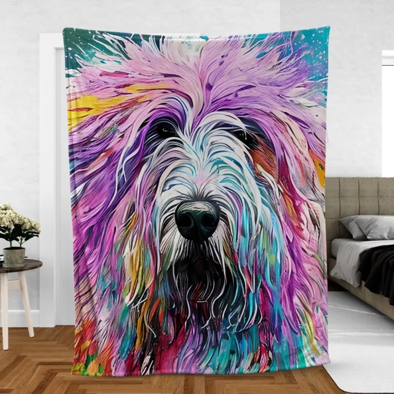 Multicolored Shaggy Sheepdog Fleece Blanket