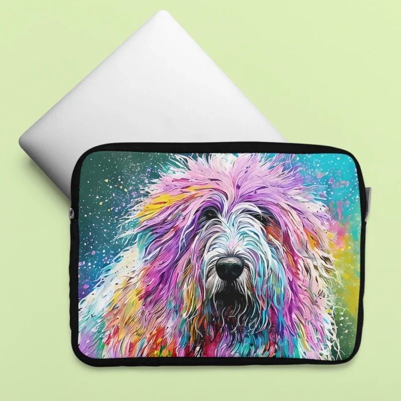 Multicolored Shaggy Sheepdog Laptop Sleeve