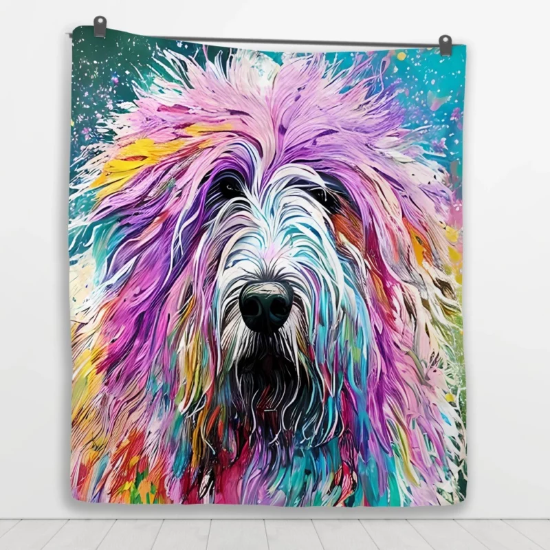 Multicolored Shaggy Sheepdog Quilt Blanket 1