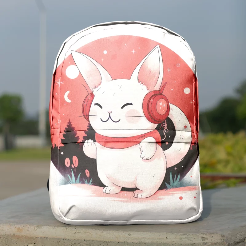 Music-Listening Cat with Red Scarf Backpack