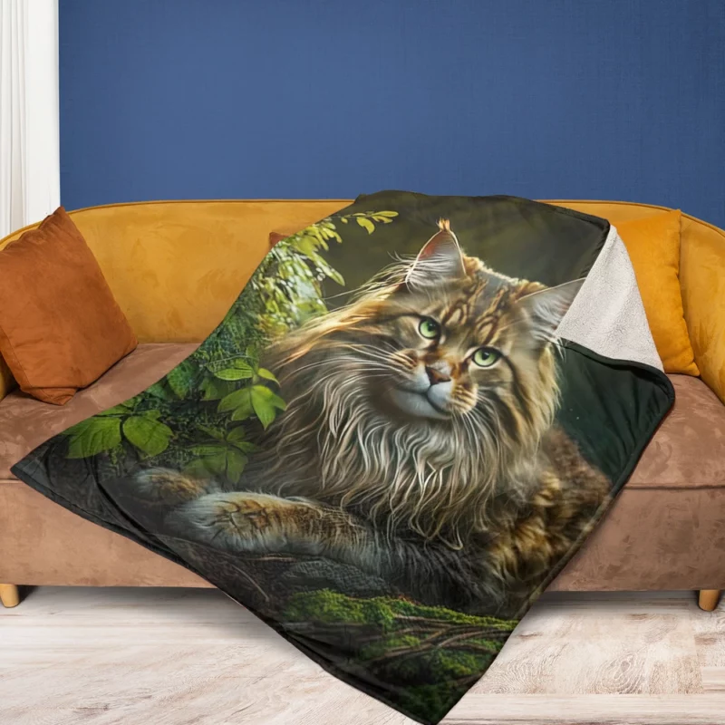 Mystic Woods Feline Art Fleece Blanket 1