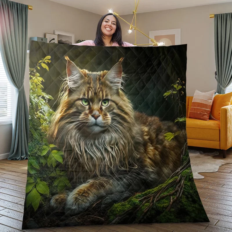 Mystic Woods Feline Art Quilt Blanket