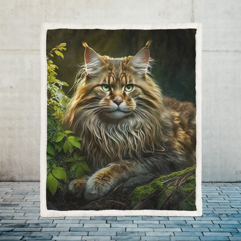 Mystic Woods Feline Art Sherpa Fleece Blanket