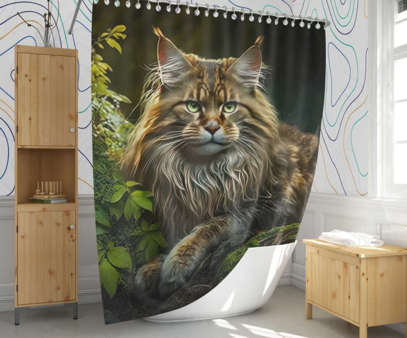 Mystic Woods Feline Art Shower Curtain 1