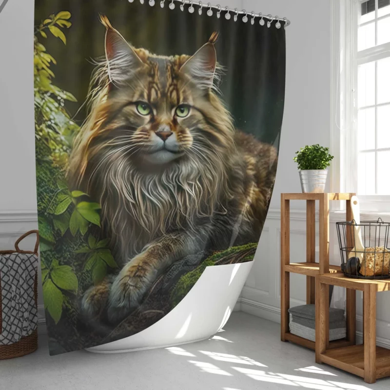 Mystic Woods Feline Art Shower Curtain