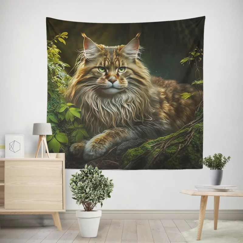 Mystic Woods Feline Art Wall Tapestry