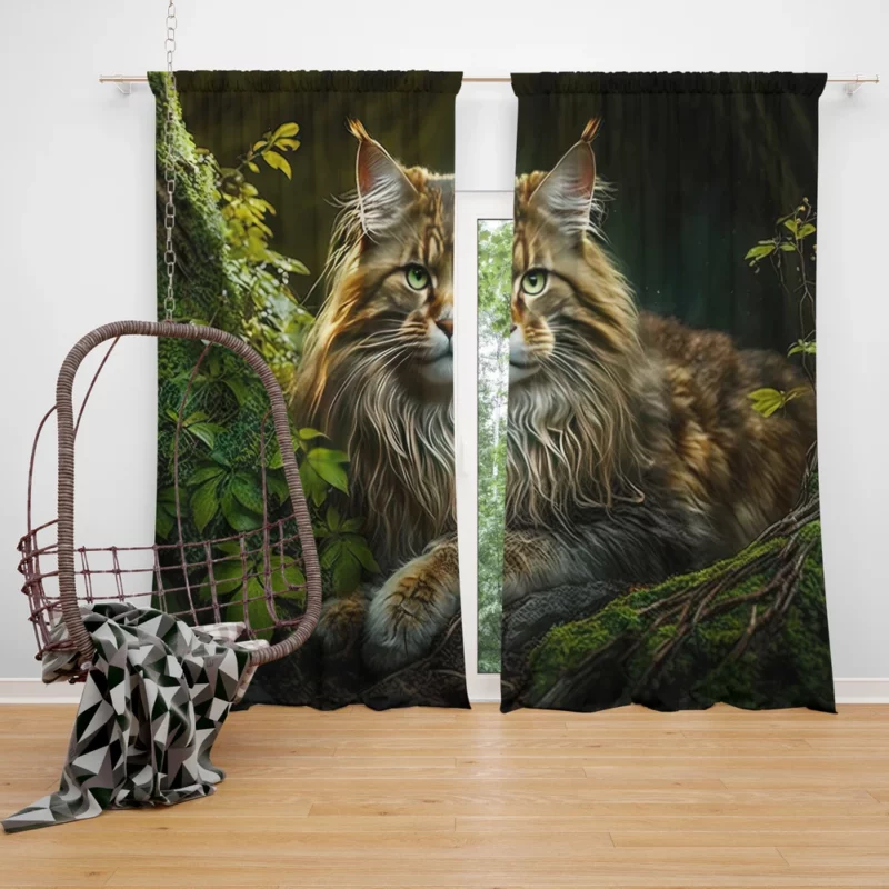 Mystic Woods Feline Art Window Curtain