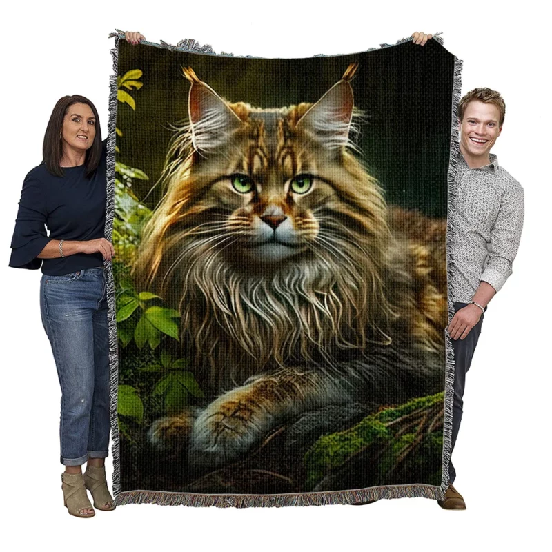 Mystic Woods Feline Art Woven Blanket