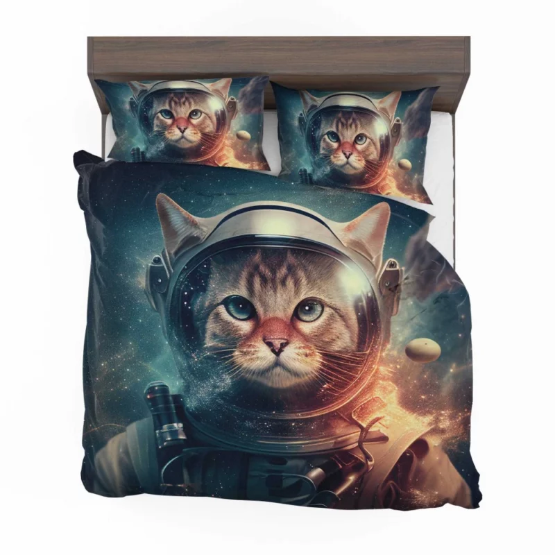 Nebula Background Space Suit Cat Bedding Set 2