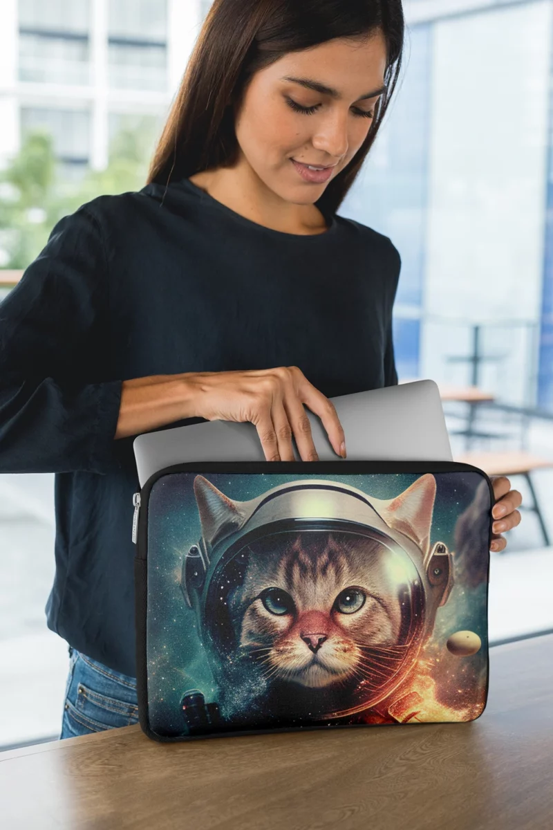 Nebula Background Space Suit Cat Laptop Sleeve 1