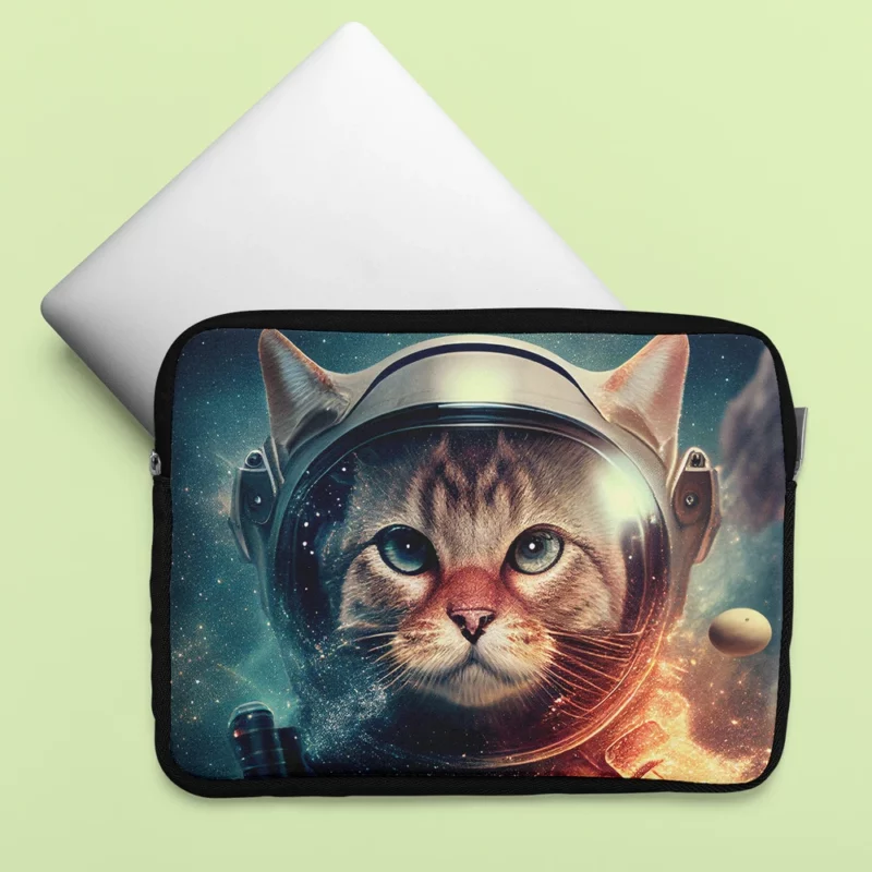 Nebula Background Space Suit Cat Laptop Sleeve