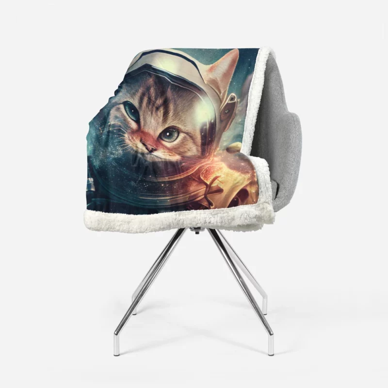 Nebula Background Space Suit Cat Sherpa Fleece Blanket 1