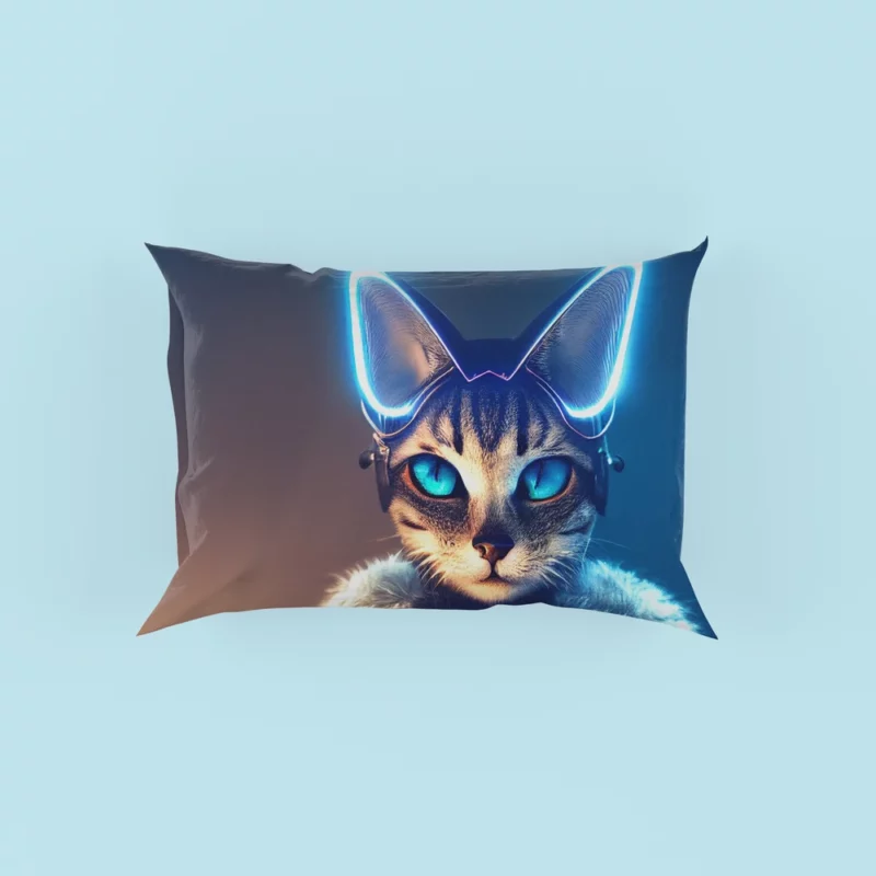 Neon Anthropomorphic Cat Print Pillow Cases