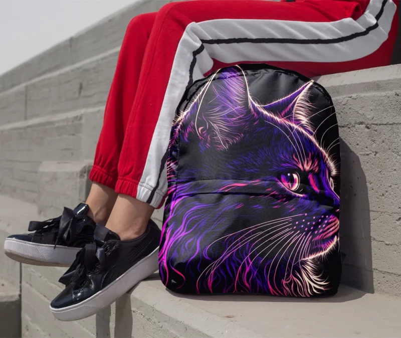 Neon Pop Art Cat Portrait Backpack 1