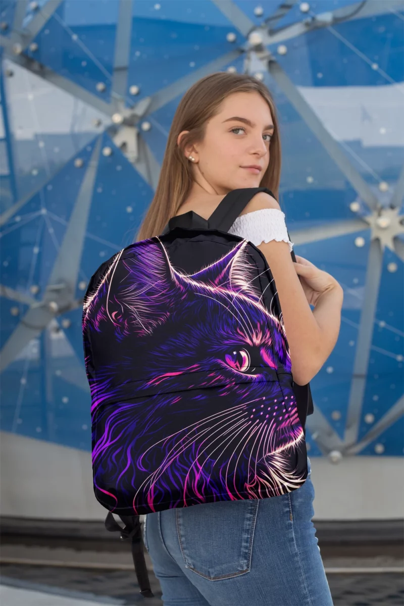 Neon Pop Art Cat Portrait Backpack 2