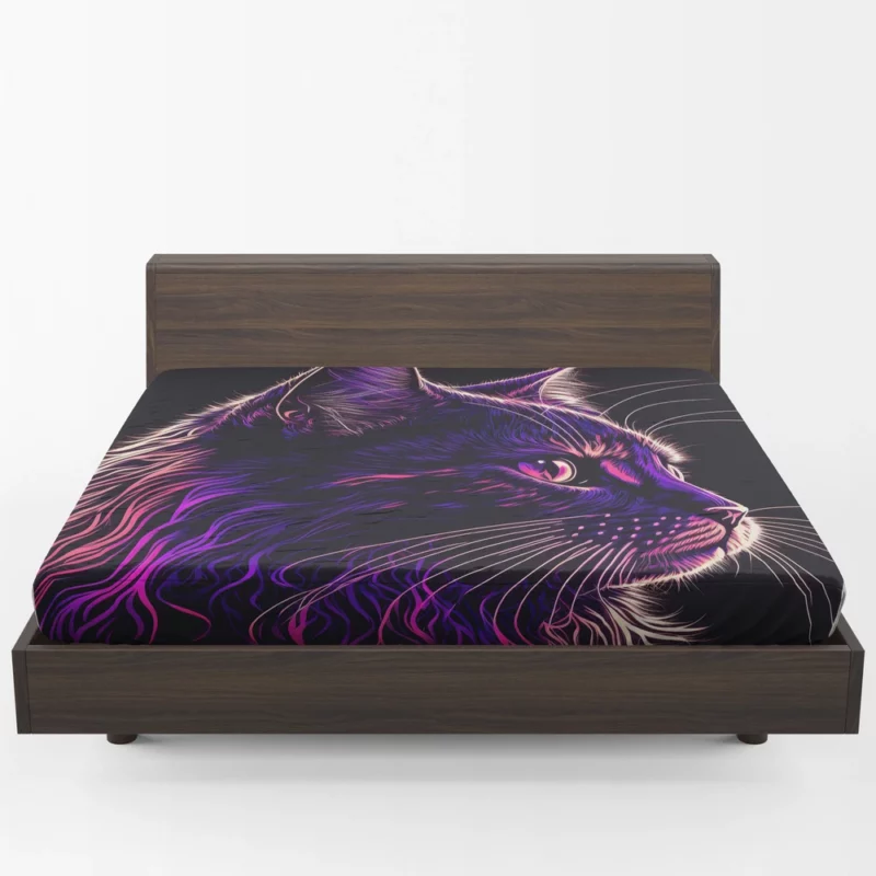 Neon Pop Art Cat Portrait Fitted Sheet 1