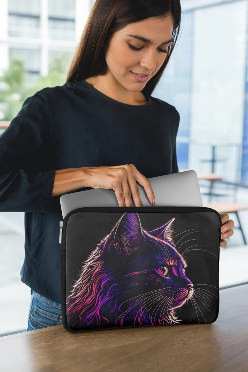 Neon Pop Art Cat Portrait Laptop Sleeve 1