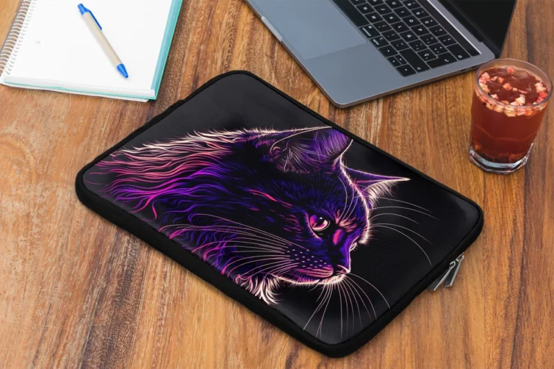 Neon Pop Art Cat Portrait Laptop Sleeve 2