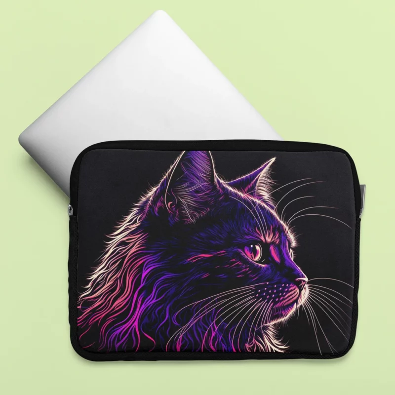 Neon Pop Art Cat Portrait Laptop Sleeve