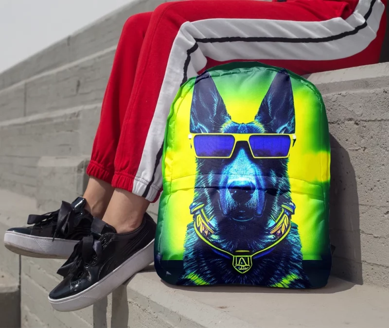 Neon Shades Dog Portrait Backpack 1