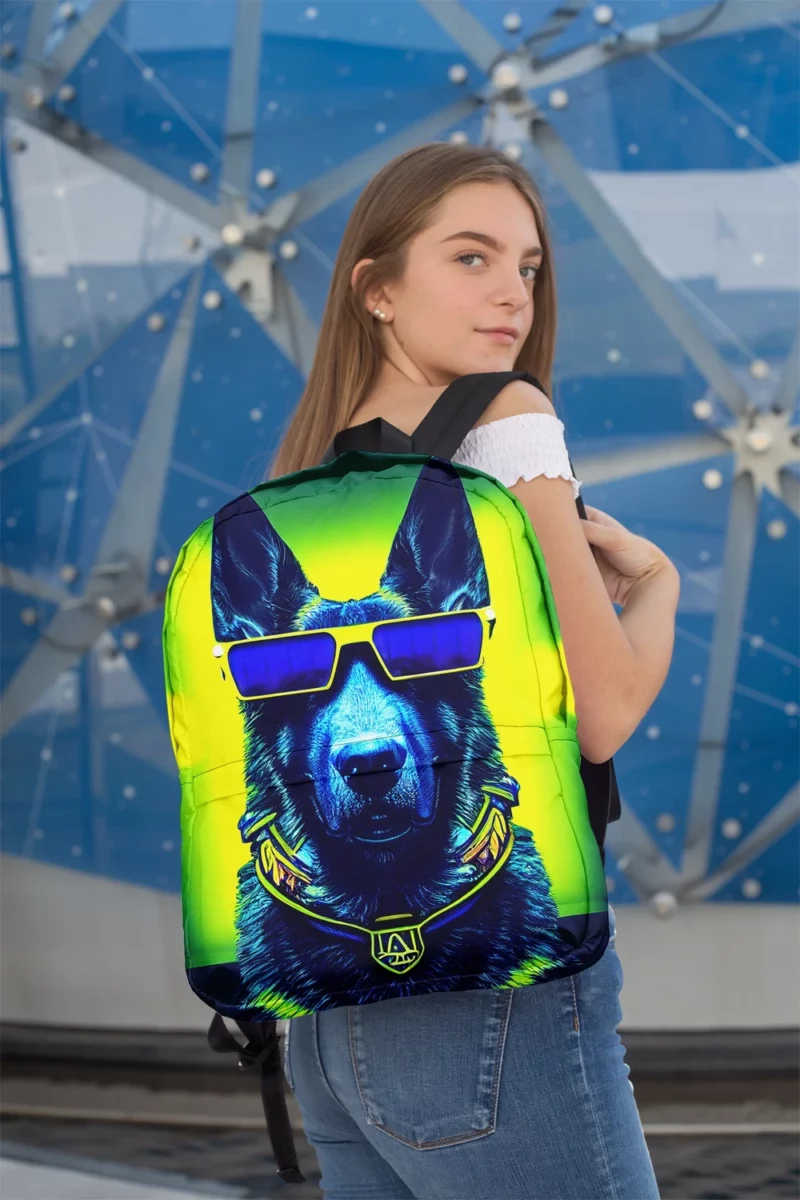Neon Shades Dog Portrait Backpack 2