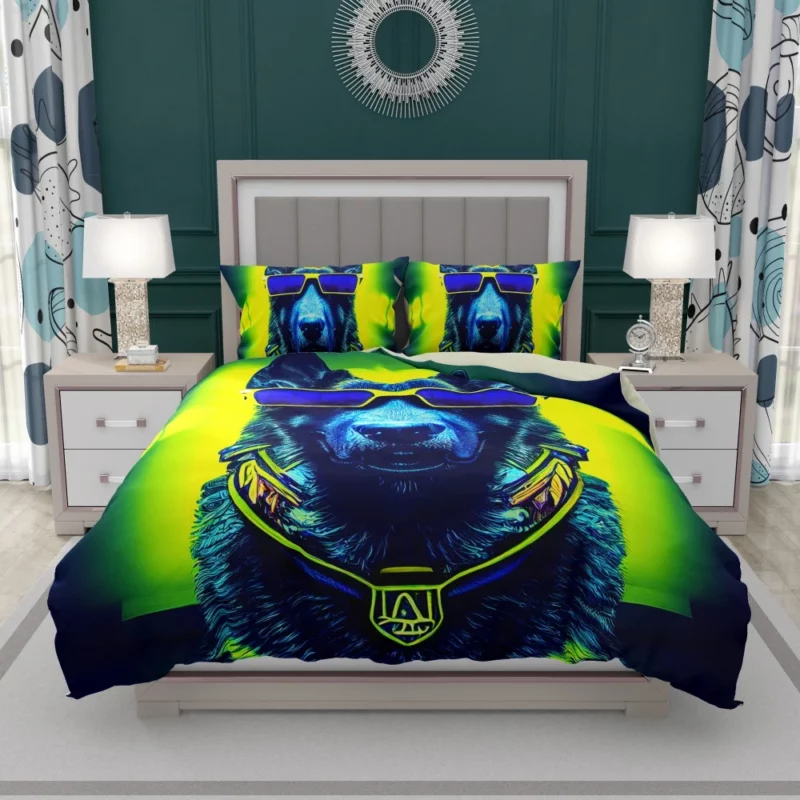 Neon Shades Dog Portrait Bedding Set 1