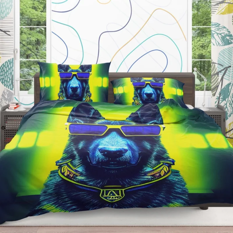 Neon Shades Dog Portrait Bedding Set