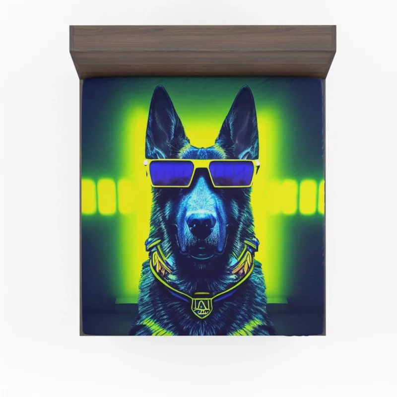 Neon Shades Dog Portrait Fitted Sheet
