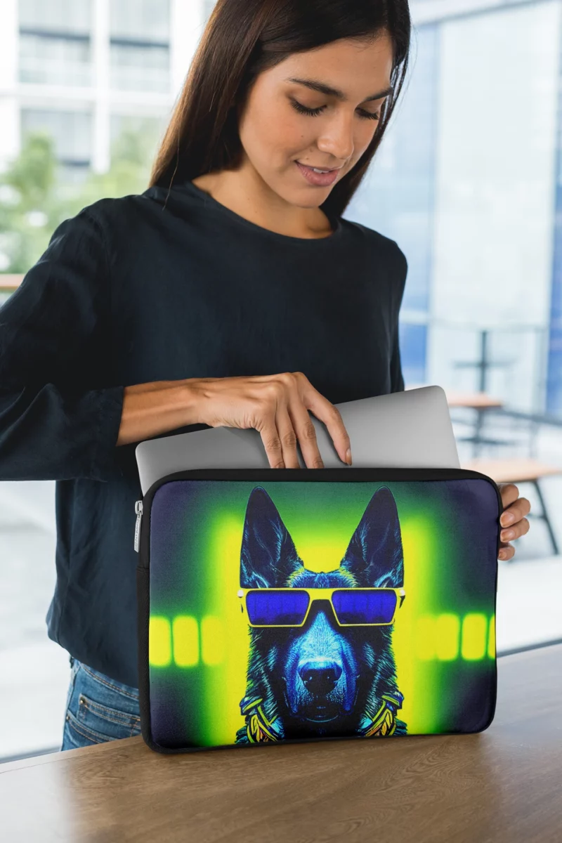 Neon Shades Dog Portrait Laptop Sleeve 1