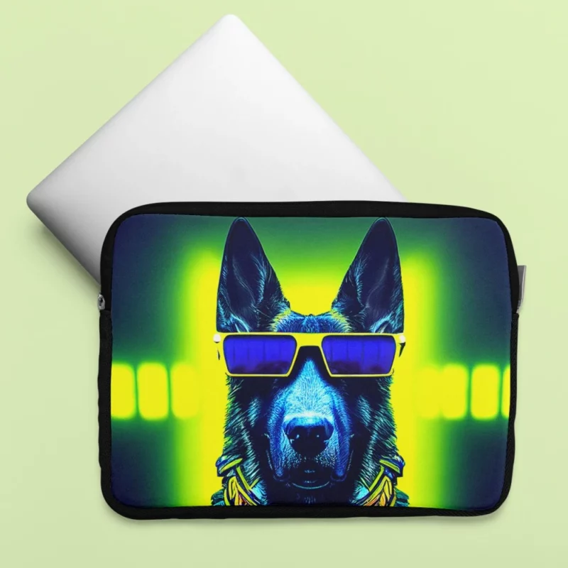 Neon Shades Dog Portrait Laptop Sleeve