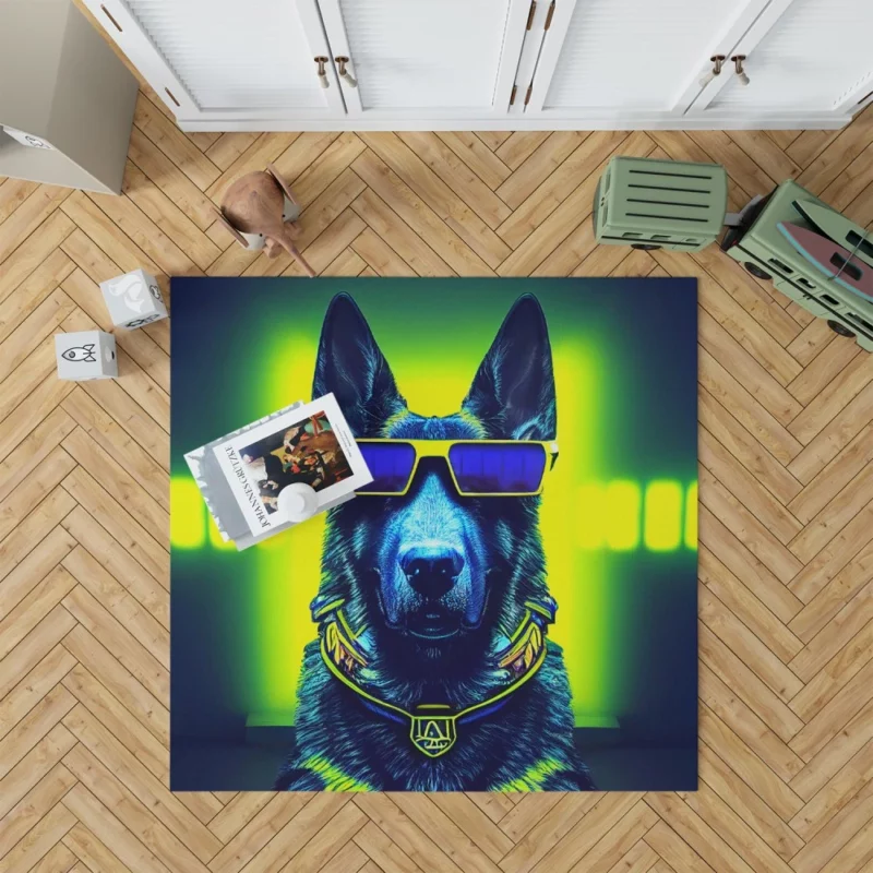 Neon Shades Dog Portrait Rug