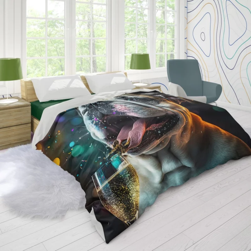 New Year Party French Bulldog Art Duvet Cover