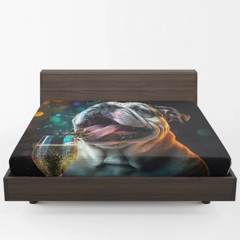 New Year Party French Bulldog Art Fitted Sheet 1