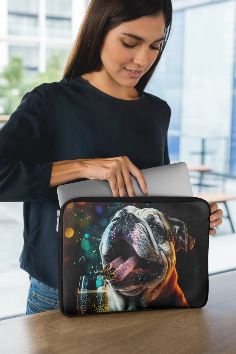 New Year Party French Bulldog Art Laptop Sleeve 1