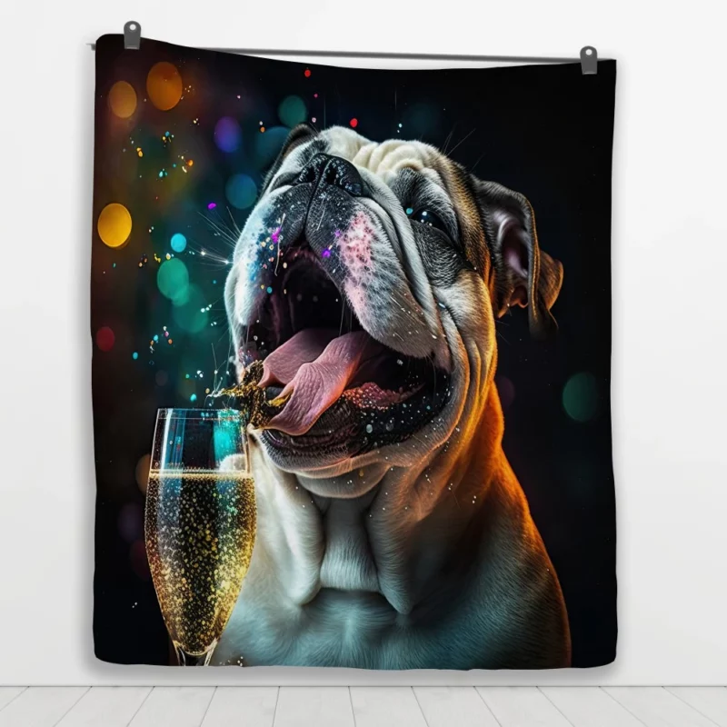 New Year Party French Bulldog Art Quilt Blanket 1