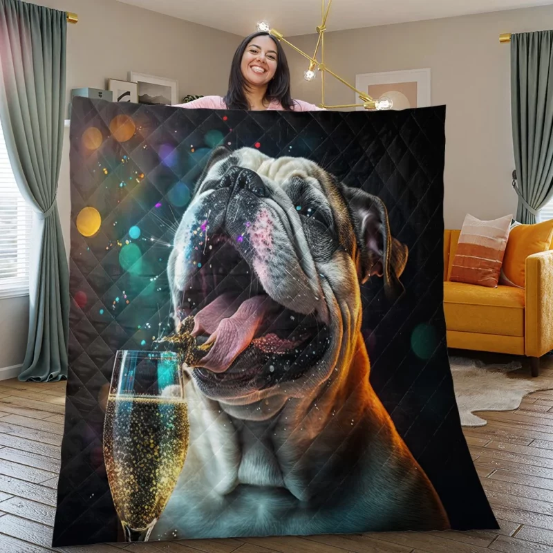 New Year Party French Bulldog Art Quilt Blanket