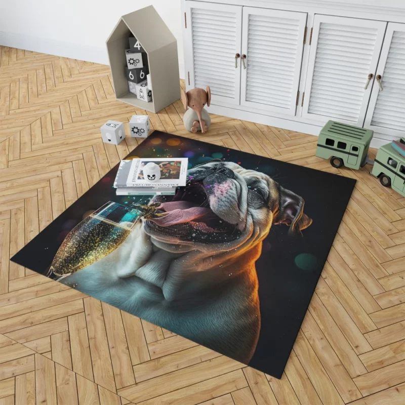 New Year Party French Bulldog Art Rug 1