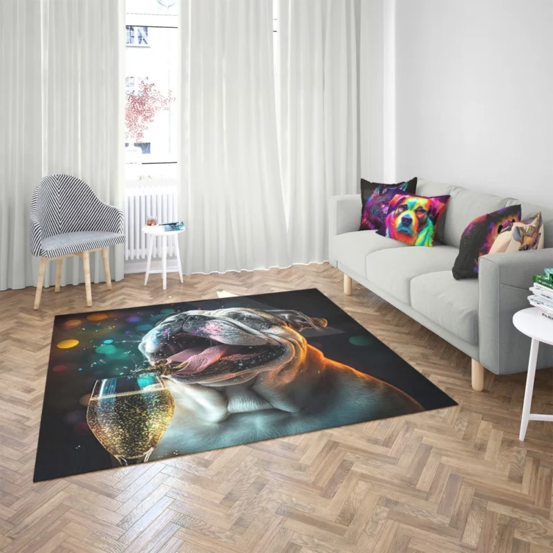 New Year Party French Bulldog Art Rug 2