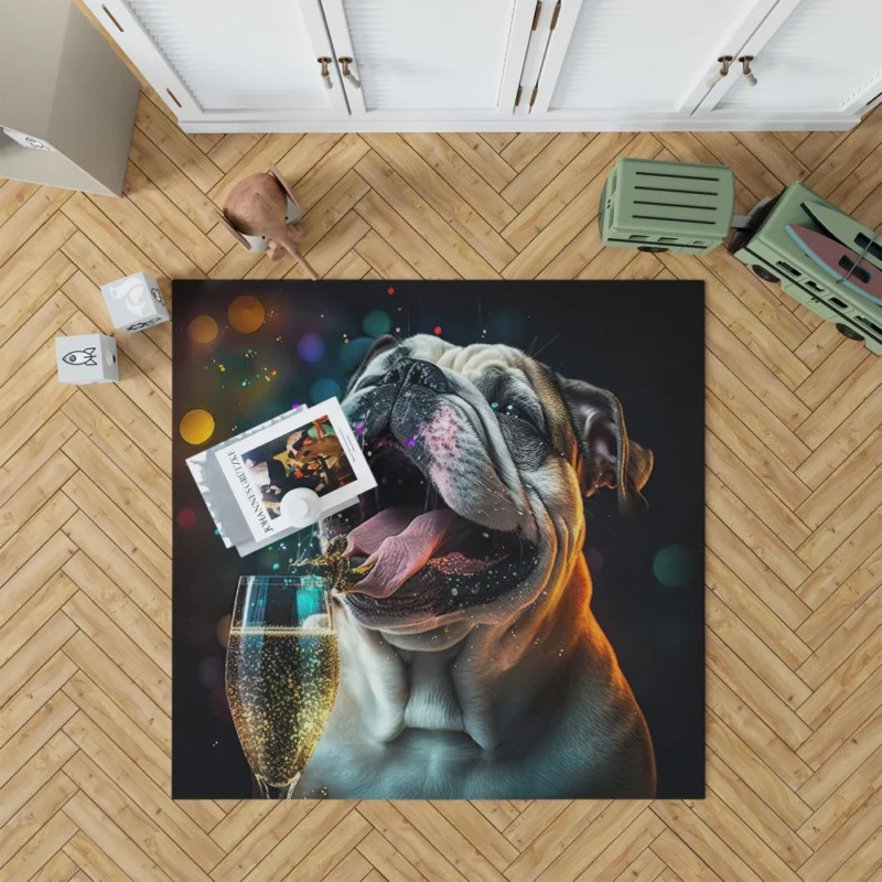 New Year Party French Bulldog Art Rug