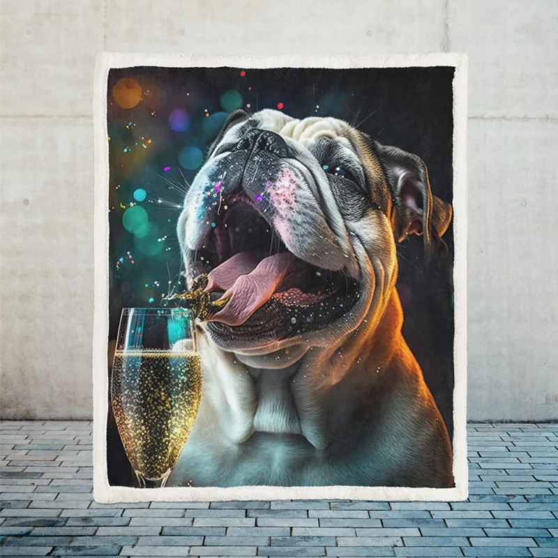 New Year Party French Bulldog Art Sherpa Fleece Blanket