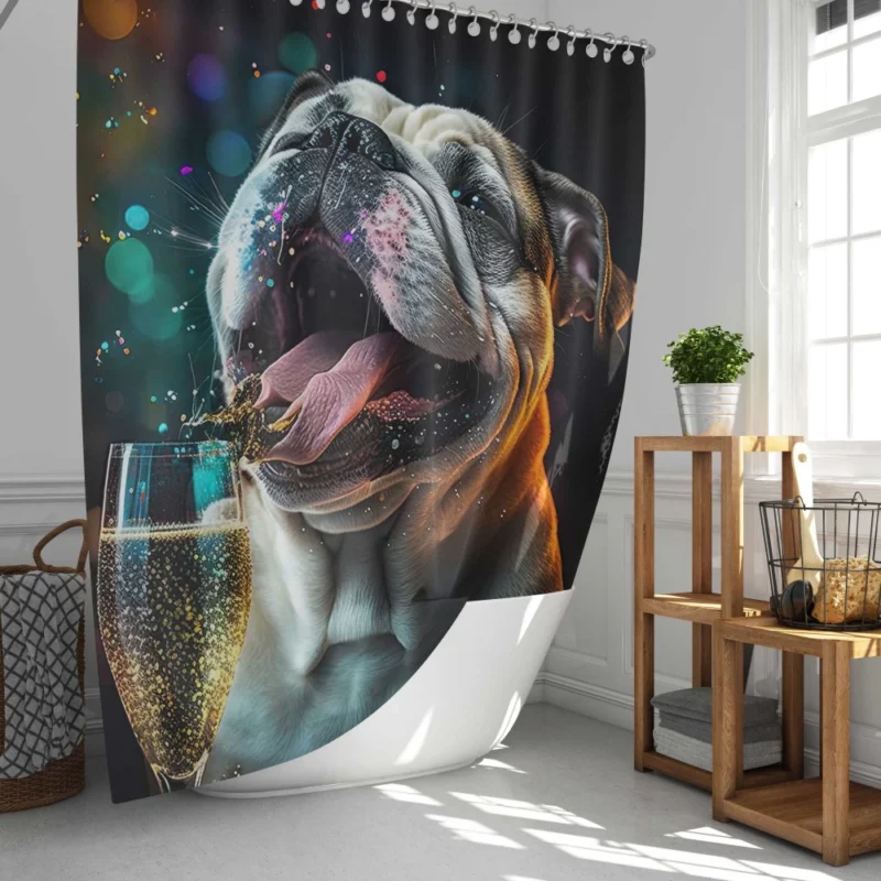 New Year Party French Bulldog Art Shower Curtain