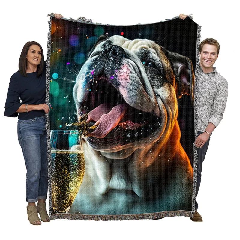 New Year Party French Bulldog Art Woven Blanket