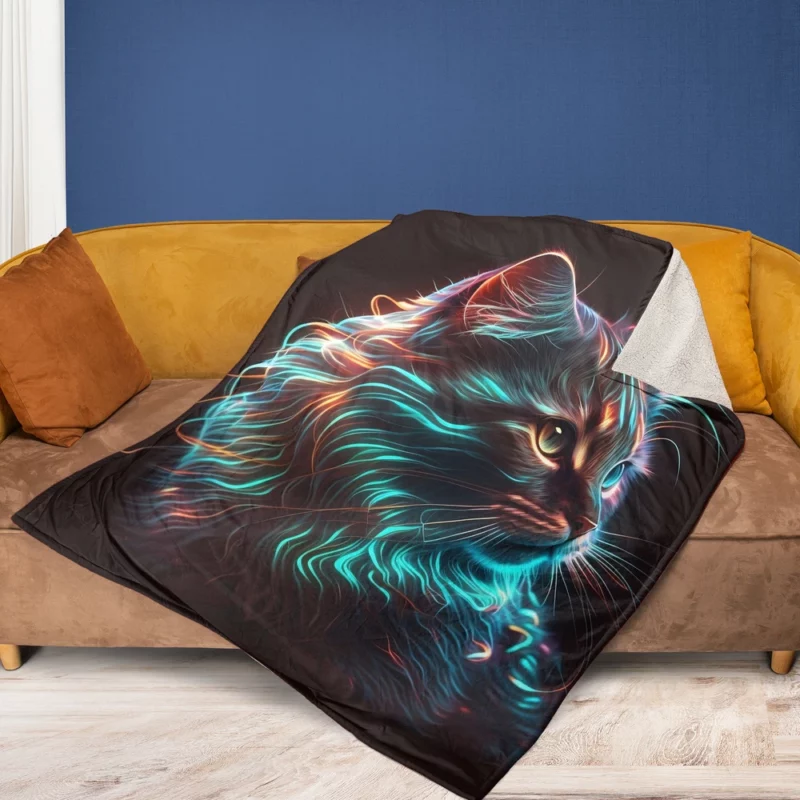 Nice Cat Illustration Fleece Blanket 1