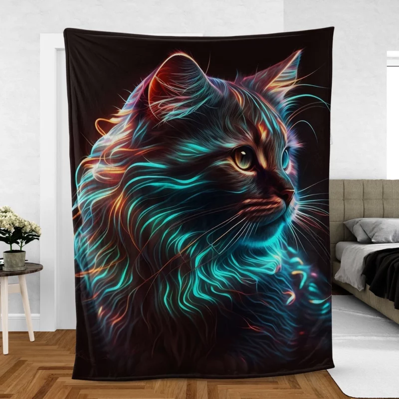 Nice Cat Illustration Fleece Blanket