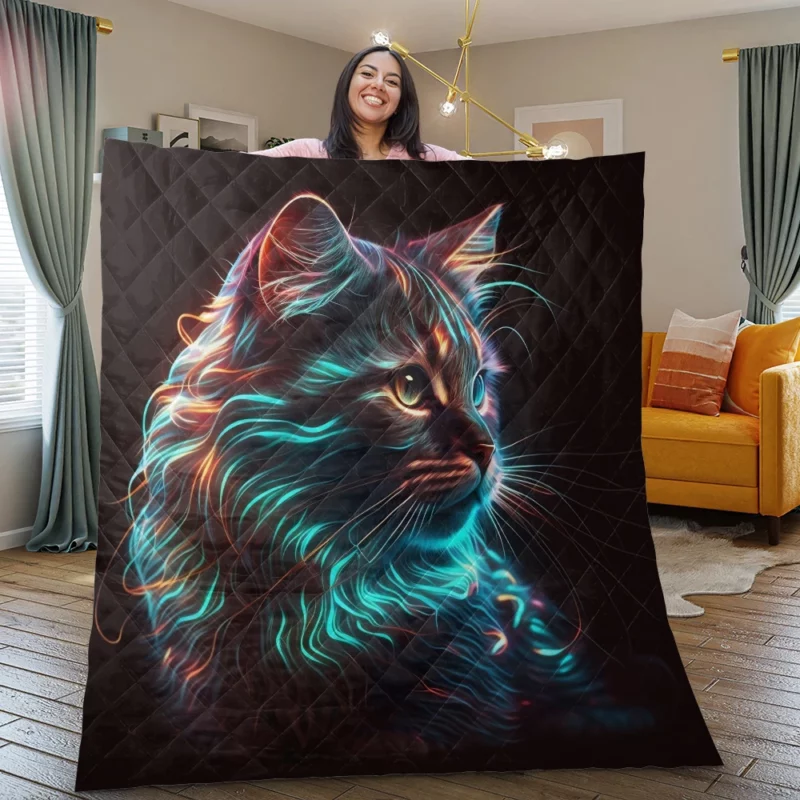 Nice Cat Illustration Quilt Blanket